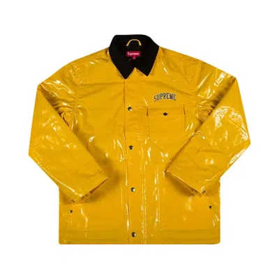 Pre-owned Supreme Quilted Patent Vinyl Work Jacket 'yellow' | Men's Size M