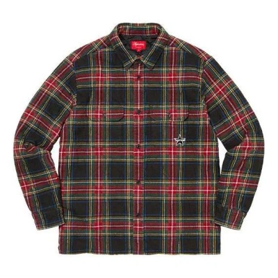 Supreme Quilted Plaid Flannel Shirt 'green Red' In Multi