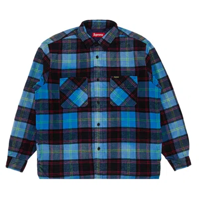Pre-owned Supreme Quilted Plaid Shirt 'blue'