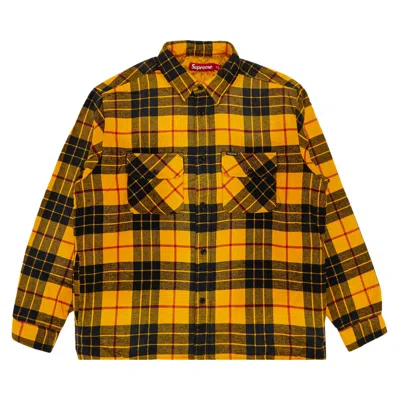 Pre-owned Supreme Quilted Plaid Shirt 'yellow'