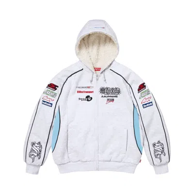 Pre-owned Supreme Racing Lined Zip Up Hooded Sweatshirt 'ash Grey' | Men's Size Xl