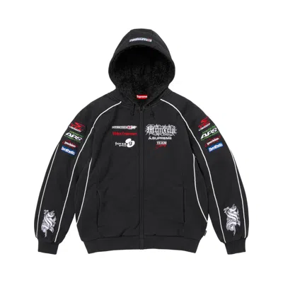Pre-owned Supreme Racing Lined Zip Up Hooded Sweatshirt 'black' | Men's Size M