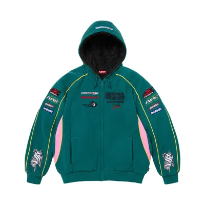 Pre-owned Supreme Racing Lined Zip Up Hooded Sweatshirt 'dark Teal' | Men's Size M