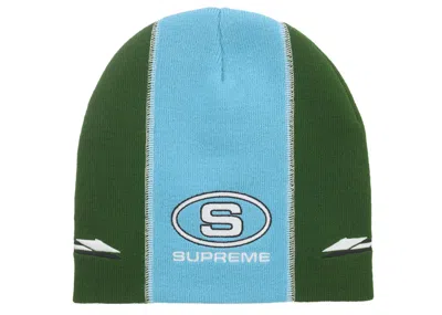 Pre-owned Supreme Racing Panel Beanie In Green