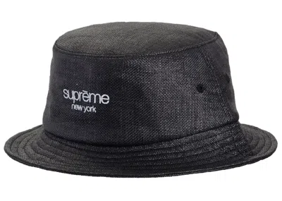 Pre-owned Supreme Raffia Crusher Hat In Black