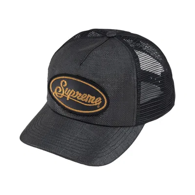 Pre-owned Supreme Raffia Mesh Back 5-panel 'black' | Men's Size Onesize