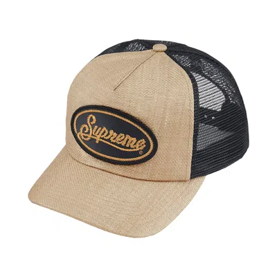 Pre-owned Supreme Raffia Mesh Back 5-panel 'tan' | Men's Size Onesize In Brown