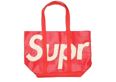 Pre-owned Supreme Raffia Tote In Red