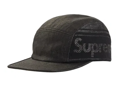 Pre-owned Supreme Raffia Woven Logo Camp Cap In Black