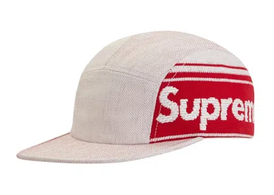 Pre-owned Supreme Raffia Woven Logo Camp Cap In White