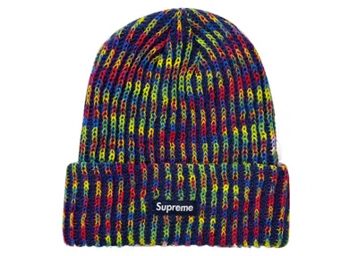 Pre-owned Supreme Rainbow Knit Loose Gauge Beanie (fw21) In Navy Blue