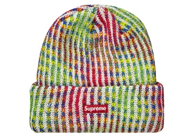 Pre-owned Supreme Rainbow Knit Loose Gauge Beanie (fw21) In White