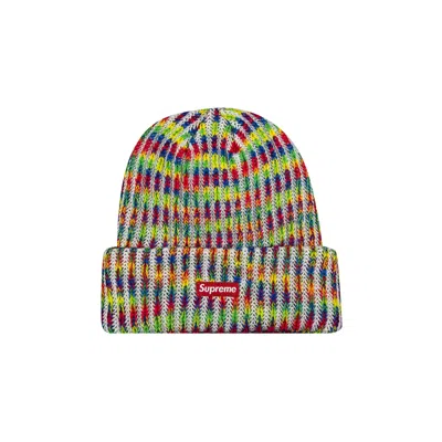 Pre-owned Supreme Rainbow Knit Loose Gauge Beanie 'white' In Multi-color