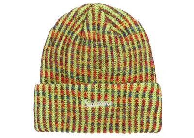 Pre-owned Supreme Rainbow Loose Gauge Beanie (fw25) In Neon Yellow