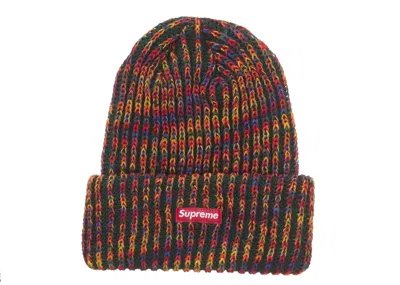 Pre-owned Supreme Rainbow Loose Gauge Beanie In Olive