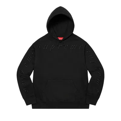 Pre-owned Supreme Raised Embroidery Hooded Sweatshirt 'black' | Men's Size Xl