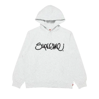 Pre-owned Supreme Raised Handstyle Hooded Sweatshirt 'ash Grey'
