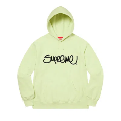 Pre-owned Supreme Raised Handstyle Hooded Sweatshirt 'pale Green'