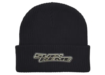 Pre-owned Supreme Raised Logo Patch Beanie In Black