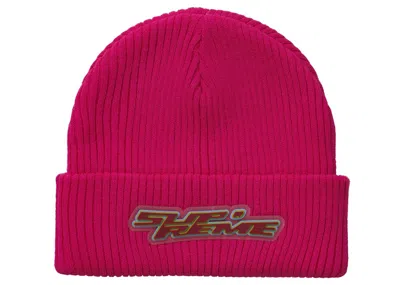 Pre-owned Supreme Raised Logo Patch Beanie In Pink
