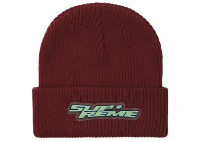 Pre-owned Supreme Raised Logo Patch Beanie In Red