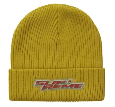 Pre-owned Supreme Raised Logo Patch Beanie Mustard In Yellow