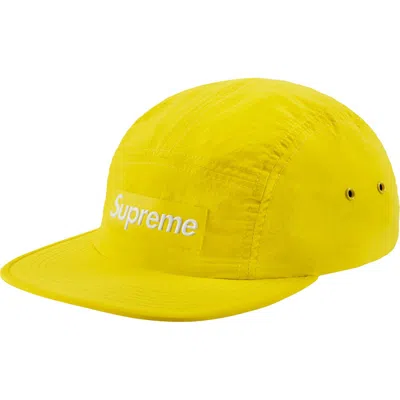 Pre-owned Supreme Raised Logo Patch Camp Cap In Yellow