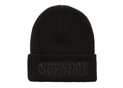 Pre-owned Supreme Raised Patent Logo Beanie In Black