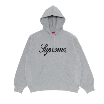 Pre-owned Supreme Raised Script Hooded Sweatshirt 'heather Grey'