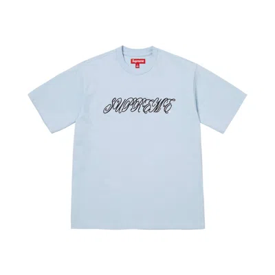 Pre-owned Supreme Raised Script Short-sleeve Top 'light Blue' | Men's Size L