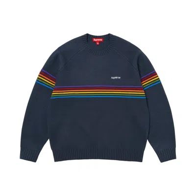 Pre-owned Supreme Raised Stripe Sweater 'navy' | Blue | Men's Size L