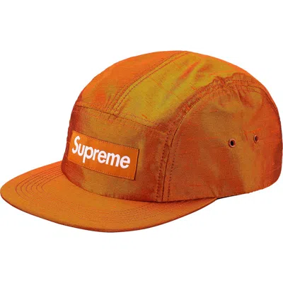 Pre-owned Supreme Raw Silk Camp Cap In Orange