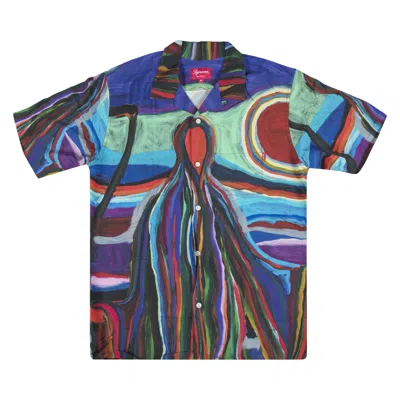 Pre-owned Supreme Reaper Rayon Short-sleeve Shirt 'blue' | Men's Size S