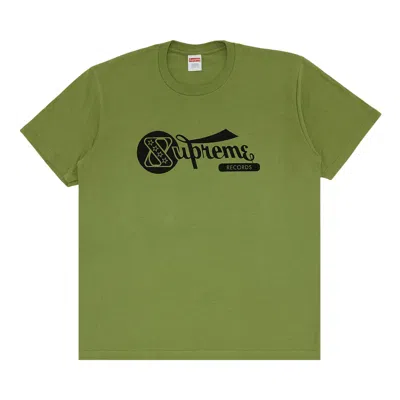 Pre-owned Supreme Records Tee 'moss Green'