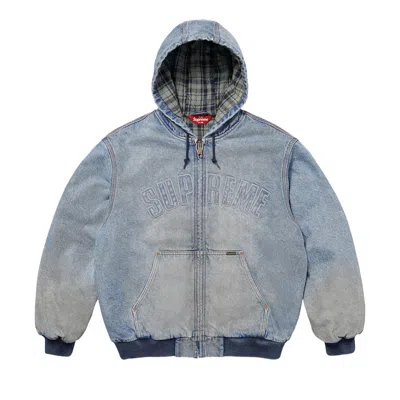 Pre-owned Supreme Reflective Arc Hooded Work Jacket 'denim' | Blue | Men's Size L