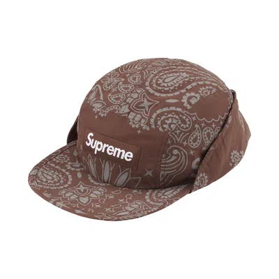Pre-owned Supreme Reflective Bandana Sunshield Camp Cap 'brown' | Men's Size Onesize
