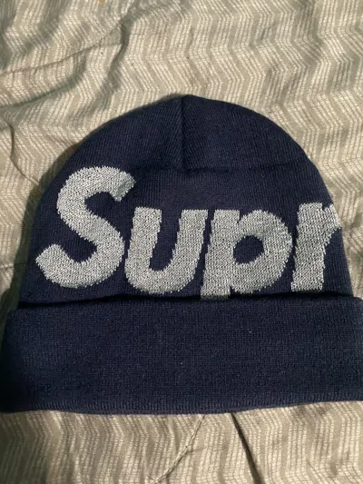 Pre-owned Supreme Reflective Big Logo Beanie In Blue
