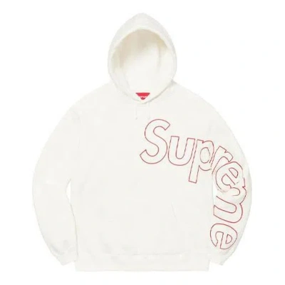 Supreme Reflective Hooded Sweatshirt 'white Red' In Multi