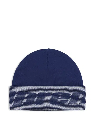 Supreme Reflective Jacquard Beanie Hat In Blue