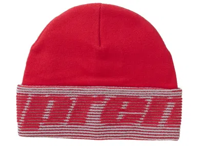 Pre-owned Supreme Reflective Jacquard Beanie In Red
