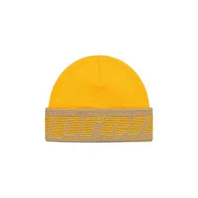 Pre-owned Supreme Reflective Jacquard Beanie 'mustard' In Yellow