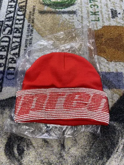 Pre-owned Supreme Reflective Jacquard Beanie In Red
