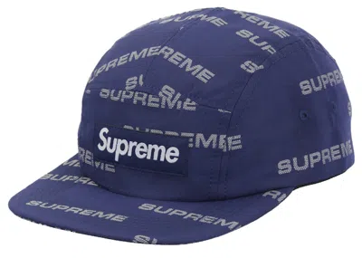 Pre-owned Supreme Reflective Jacquard Camp Cap In Blue