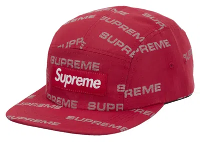 Pre-owned Supreme Reflective Jacquard Camp Cap In Red