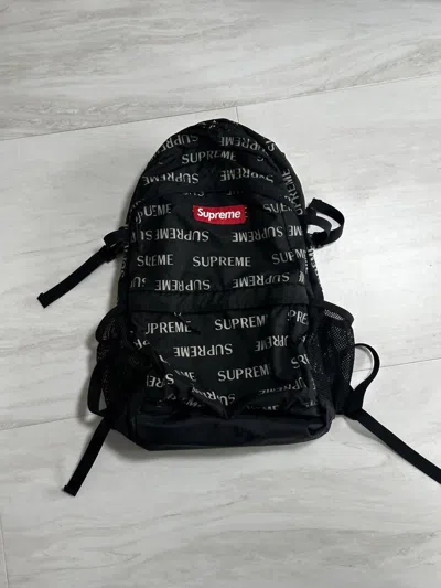 Pre-owned Supreme Reflective Repeat Backpack Cordura Black