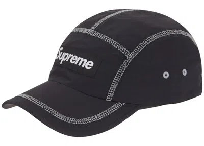 Pre-owned Supreme Reflective Stitch Camp Cap In Black