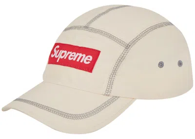 Pre-owned Supreme Reflective Stitch Camp Cap In Natural