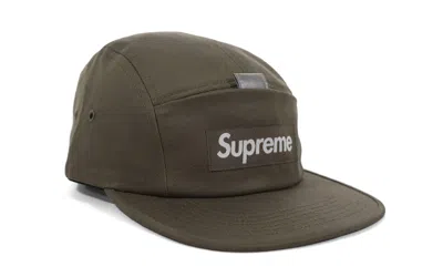 Pre-owned Supreme Reflective Tab Pocket Camp Cap In Olive
