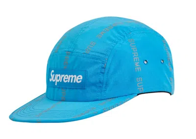 Pre-owned Supreme Reflective Text Camp Cap In Blue