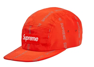 Pre-owned Supreme Reflective Text Camp Cap In Orange